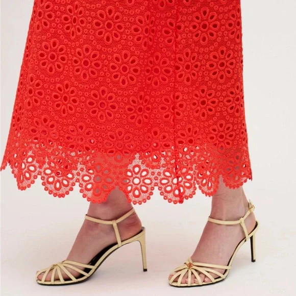 NWT Hill House The Anjuli Nap Dress Poppy Red Scallop Lace - Picture 4 of 11